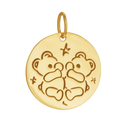 Médaille zodiaque en or jaune, gémeaux
