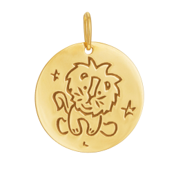 Médaille zodiaque en or jaune, lion
