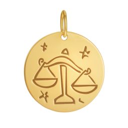 Médaille zodiaque en or jaune, balance