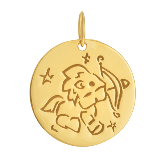 Médaille zodiaque en or jaune, sagittaire
