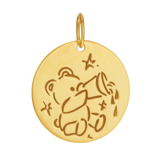 Médaille zodiaque en or jaune, verseau