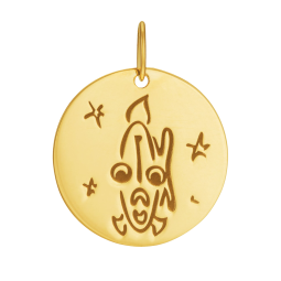 Médaille zodiaque en or jaune, poissons
