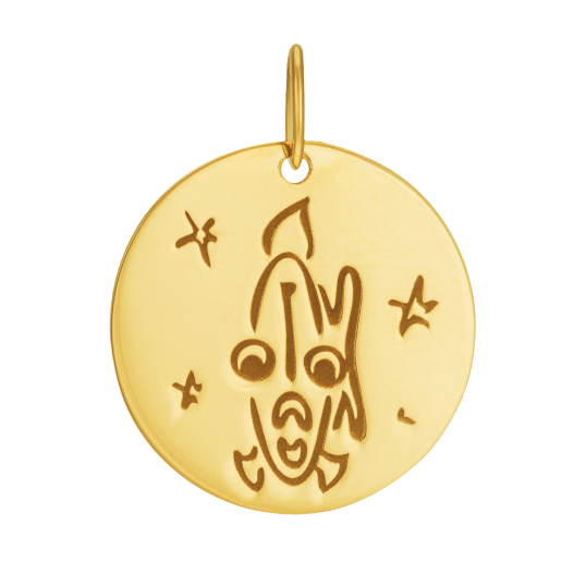 Médaille zodiaque en or jaune, poissons