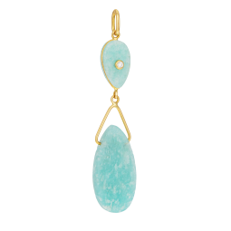 Pendentif en or jaune, amazonite et diamant