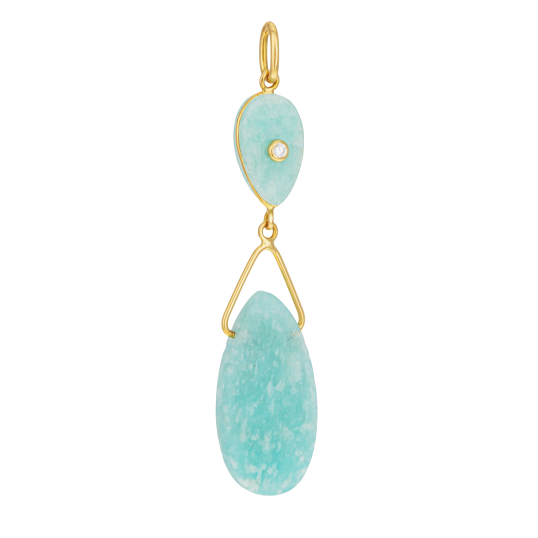Pendentif en or jaune, amazonite et diamant