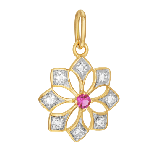 Pendentif en or jaune et rhodié, oxydes de zirconium