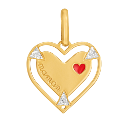 Pendentif en or jaune et laque, maman