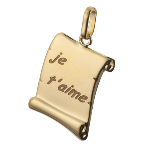 Pendentif parchemin en or jaune