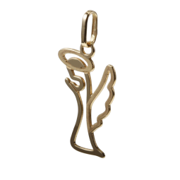 Pendentif ange découpé en or jaune, effet mat et lisse