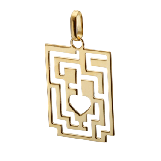 Pendentif en or jaune labyrinthe