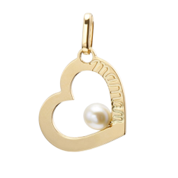 Pendentif en or jaune, coeur et perle de culture
