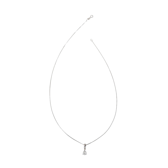 Pendentif en or gris et oxydes de zirconium sur chaine maille venitienne