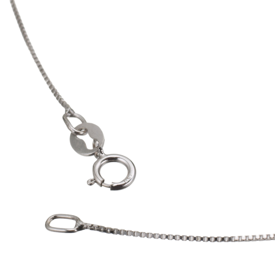 Pendentif en or gris et oxydes de zirconium sur chaine maille venitienne