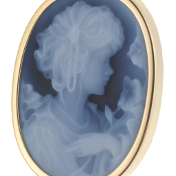 Pendentif en or jaune et camée en agate bleue 