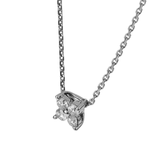 Pendentif en or gris et diamants sur chaine maille forçat