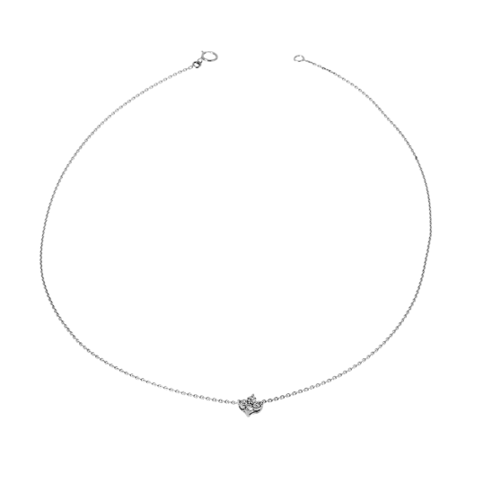 Pendentif en or gris et diamants sur chaine maille forçat