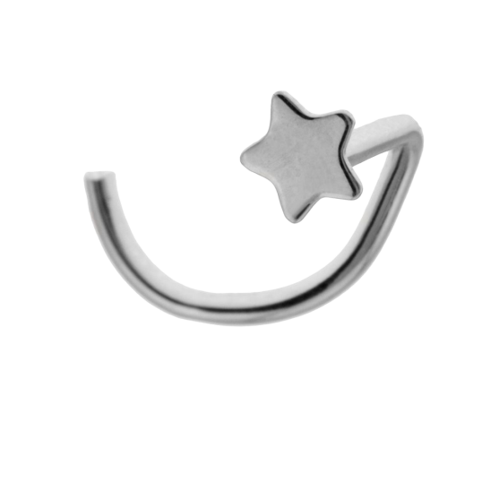 Piercing de nez en or gris, motif étoile