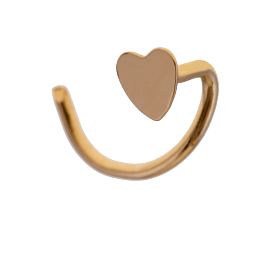 Piercing de nez en or jaune, motif coeur