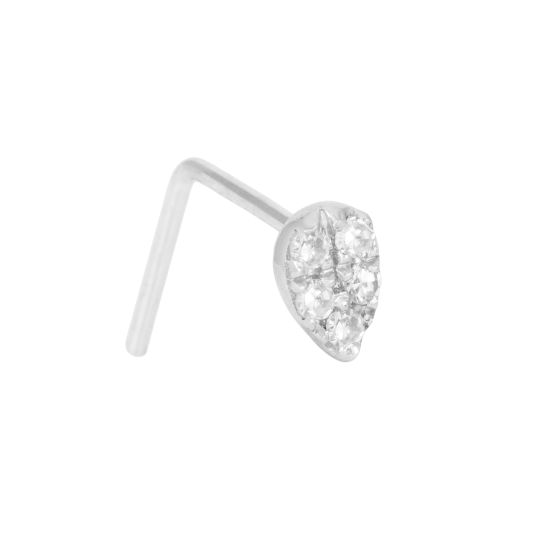 Piercing de nez en or gris et diamants, goutte