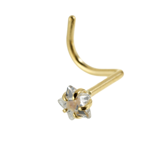 Piercing de nez en or jaune et oxyde de zirconium