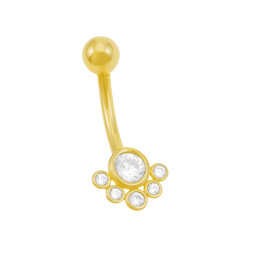 Piercing de nombril en or jaune et oxydes de zirconium