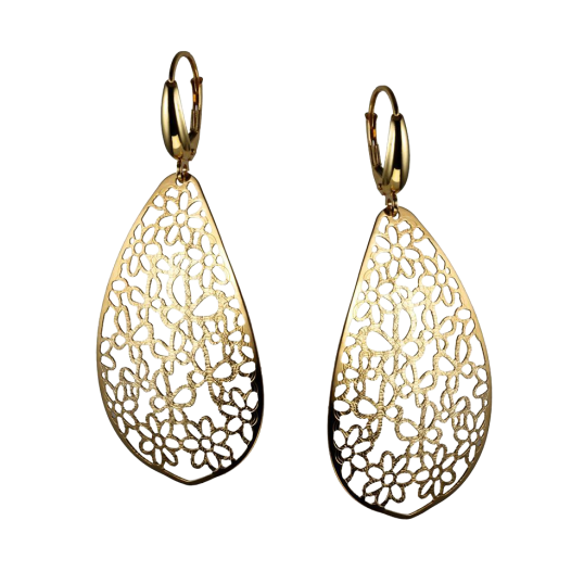 Boucles d'oreilles en or jaune, motifs ajourés