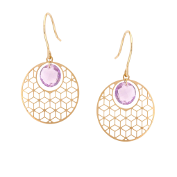 Boucles d'oreilles en or jaune et améthyste