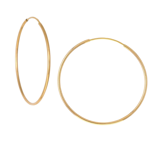 Créoles en or jaune, fil 1 mm, diamètre 30 mm