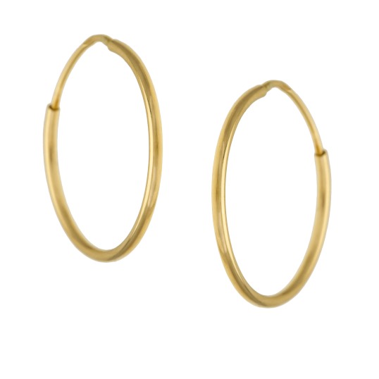 Créoles en or jaune, diamètre 16 mm, fil 10/10
