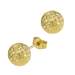Boucles d'oreilles en or jaune, boule facetée