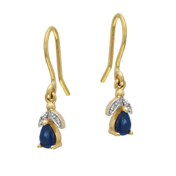 Boucles en or jaune rhodié, saphir et diamants