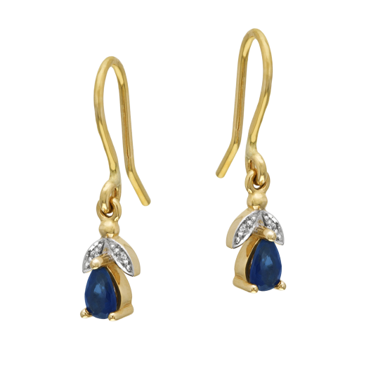 Boucles en or jaune rhodié, saphir et diamants