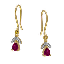 Boucles en or jaune rhodié, rubis et diamants