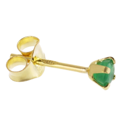 Boucles d'oreilles en or jaune, émeraude 3 mm