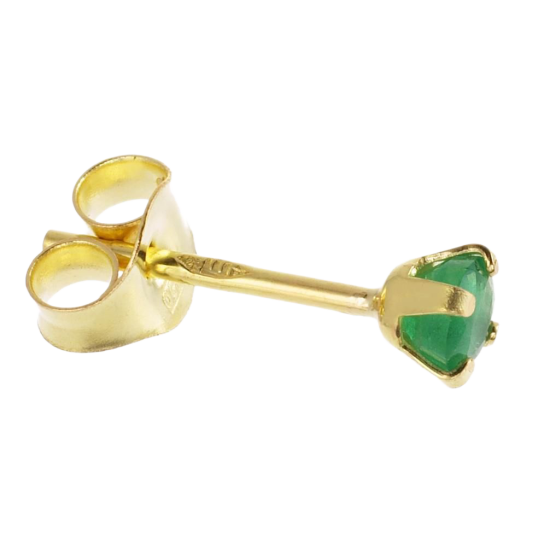Boucles d'oreilles en or jaune, émeraude 3 mm