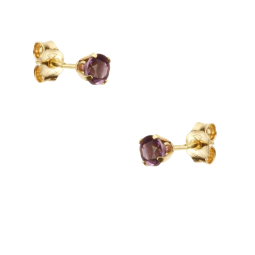 Boucles d'oreilles en or jaune, améthyste