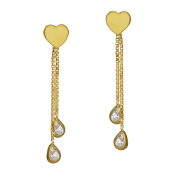 Boucles d'oreilles en or jaune et oxydes de zirconium