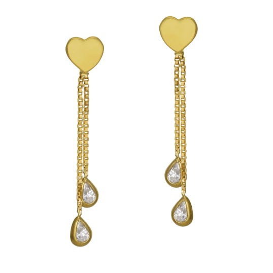 Boucles d'oreilles en or jaune et oxydes de zirconium