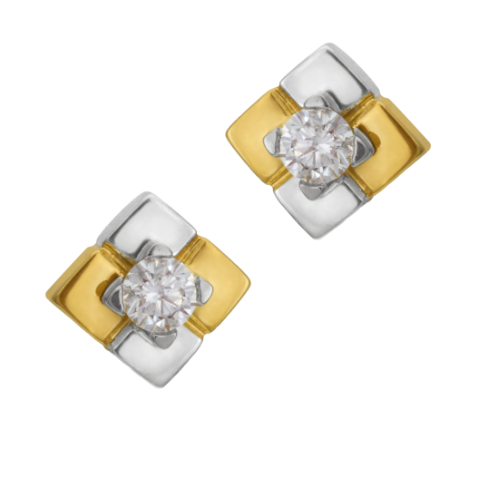 Boucles d'oreilles en or jaune rhodié et diamant