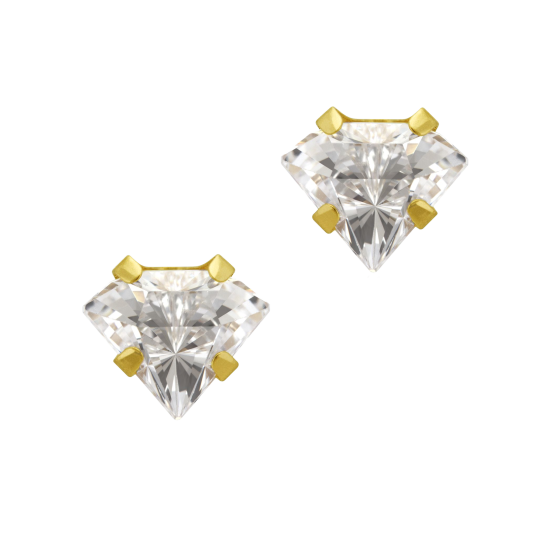 Boucles d'oreilles en or jaune, oxyde de zirconium