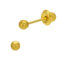 Boucles d'oreilles de perçage en or jaune, boule 3 mm