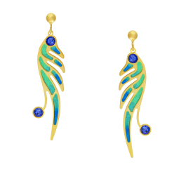 Boucles d'oreilles or jaune, laque et cristaux de synthèse