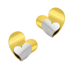 Boucles d'oreilles en or jaune rhodié, coeur