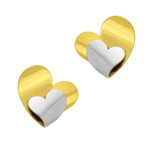 Boucles d'oreilles en or jaune rhodié, coeur