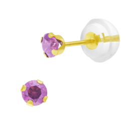 Boucles d'oreilles en or jaune, oxyde de zirconium
