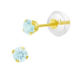 Boucles d'oreilles en or jaune, oxyde de zirconium