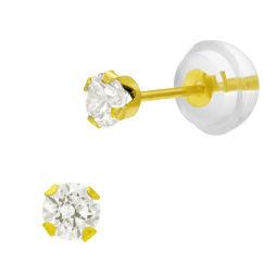 Boucles d'oreilles en or jaune, oxyde de zirconium