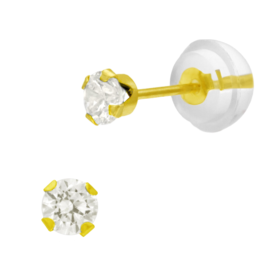Boucles d'oreilles en or jaune, oxyde de zirconium Boucles d'oreilles en or jaune, oxyde de zirconium