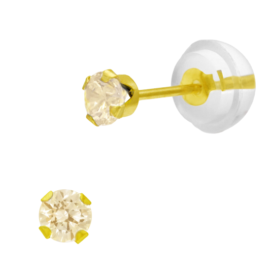 Boucles d'oreilles en or jaune, oxyde de zirconium Boucles d'oreilles en or jaune, oxyde de zirconium