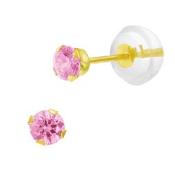 Boucles d'oreilles en or jaune, oxyde de zirconium
